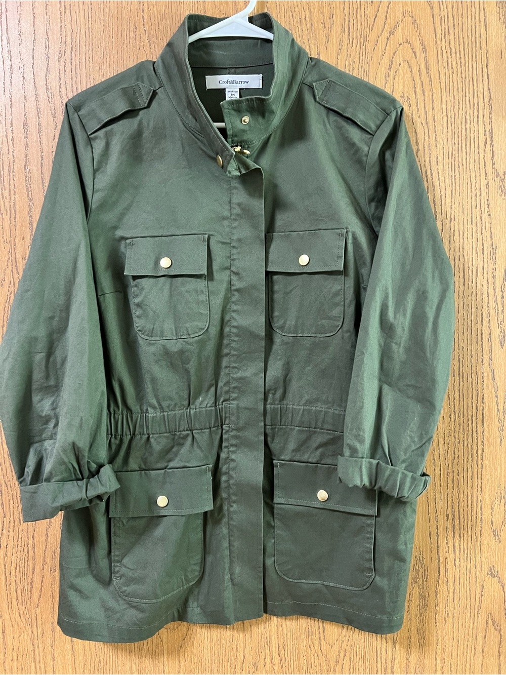 croft & barrow Olive Utility Jacket with Gold-Tone Snaps